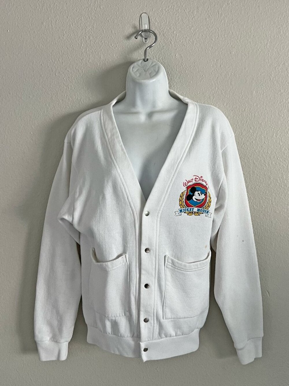80s Disney Mickey Mouse Cardigan Sweater Disney Parks Varsity Collegiate Snap M